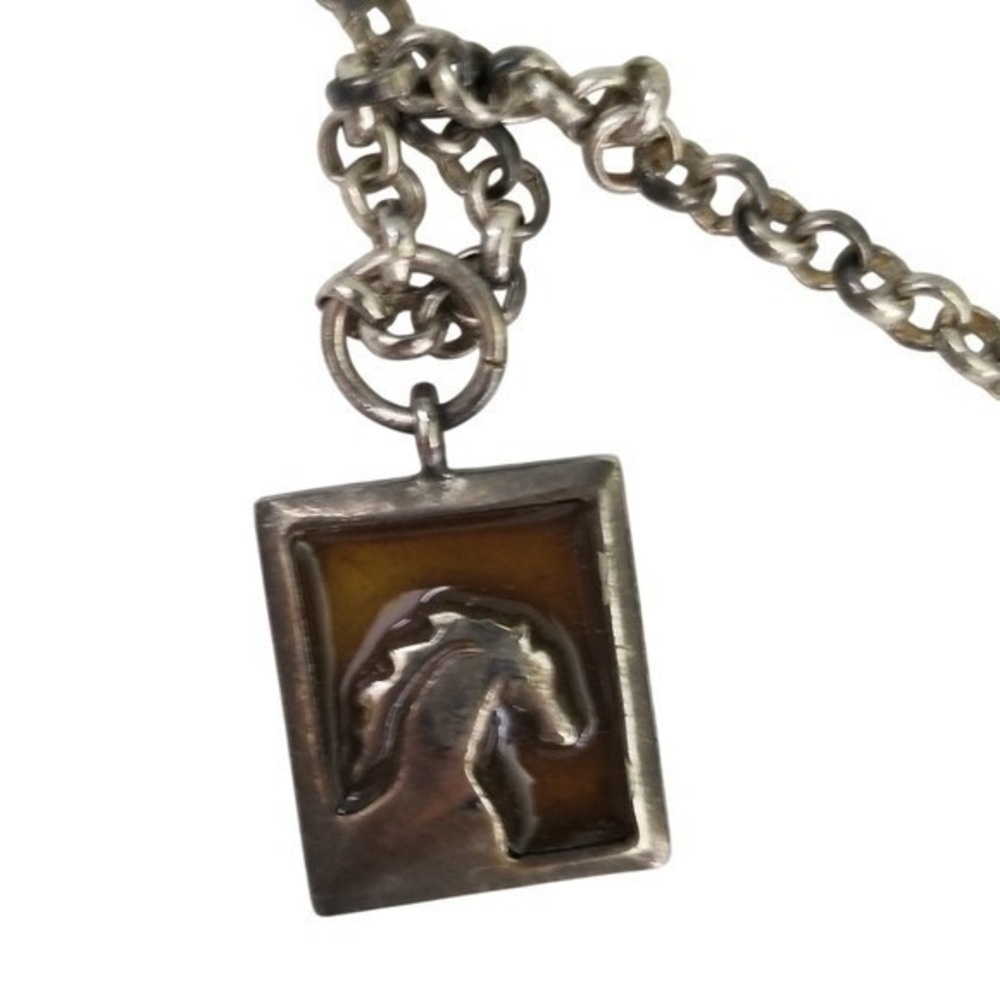 Horse Pendant Necklace AWST Int'l Chain Silver‎ Tone Equestrian